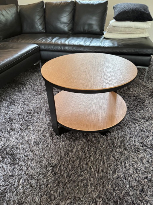 Round Coffee Table with Lower Shelf – Wood/Black – Ø 60 × 46 Cm – salontafels, Metal (photo 2 of 5)