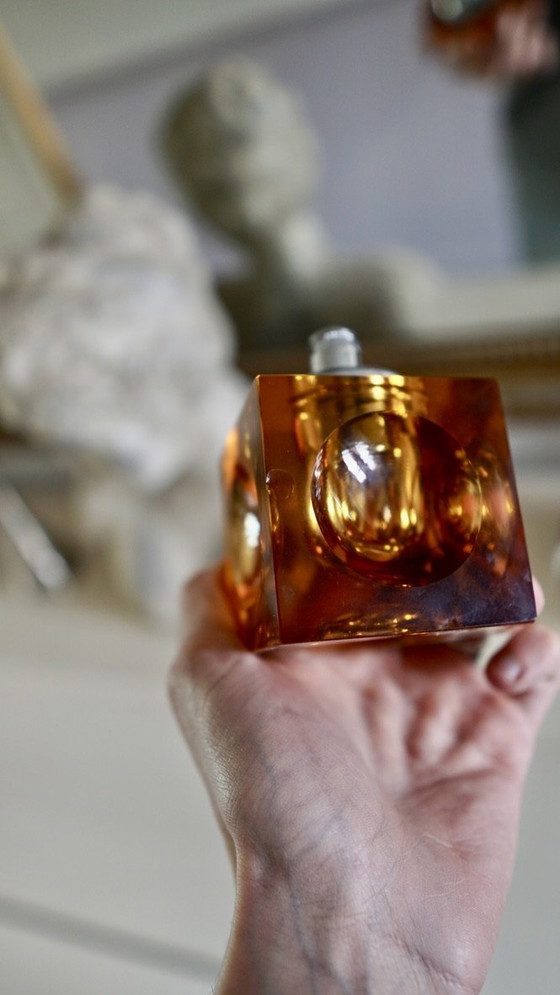 Image 1 of Vintage Murano Glass Orange Ice Cube Table Lighter by Antonio Imperatore - Italy - 1970s