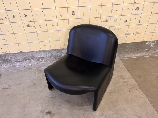 Vintage black leather Alky Chair by Giancarlo Piretti