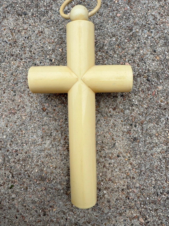 Antica croce da culla in celluloide, Decorazioni murali, Plastica, Crema (foto 6 di 13)
