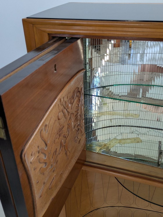 Image 1 of Dassi - Vittorio Dassi - Table d'appoint - Cristal, Bois, Laiton - Intérieur miroir