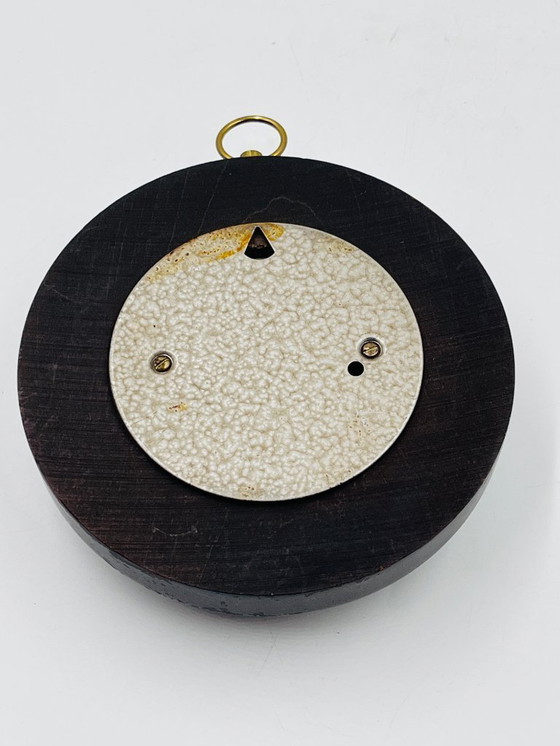 Image 1 of Vintage wall barometer in wood and brass-plated metal from the 1960s