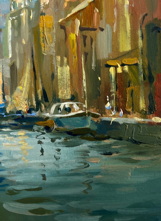 Image 1 of Original Oil Painting City River Landscape Reflection of Venice