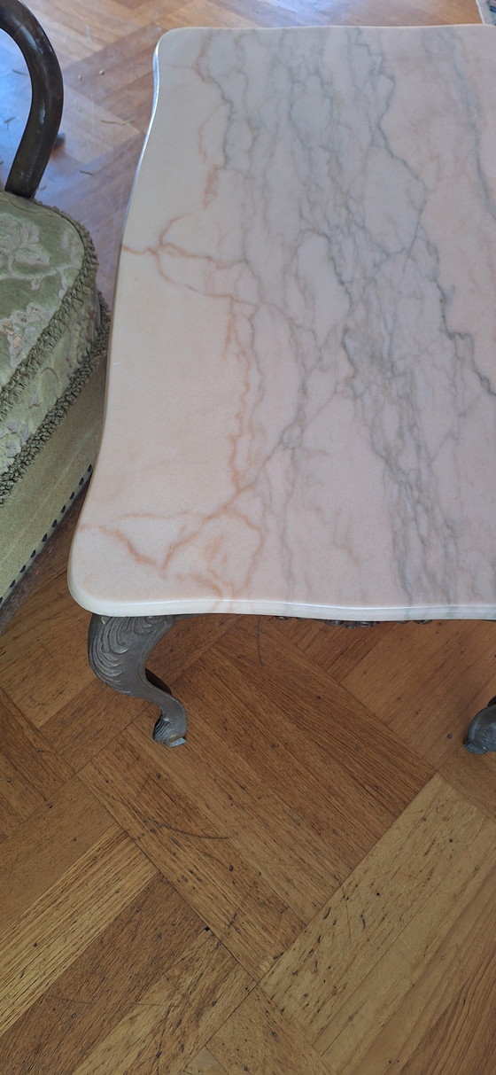 Image 1 of Hollywood Regency coffee table marble brass