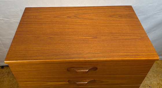 Image 1 of Mid-Century Retro Vintage Teak Chest of Drawers by Austinsuite 1960  Compact Design • Danish Influence • Stylish Storage  A love