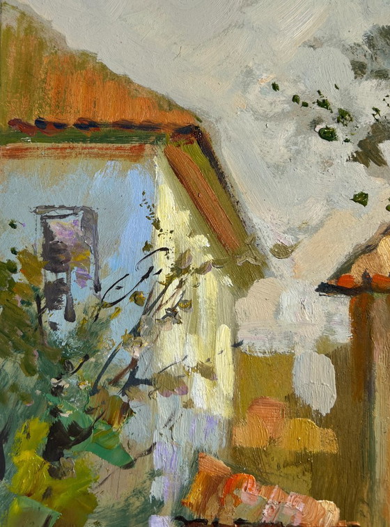 Image 1 of Original Oil Painting Evening City Landscape Fresh air from the streets