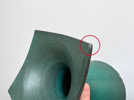 1x Grote 1970s Cor Unum Keramiek Vaas / Boeket Vaas - Green – Vazen, Ceramic (photo 8 of 9)