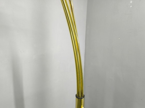 Image 1 of Dänische Bogenstehlampe von Bilka, Messing, Marmor, 1970er Jahre