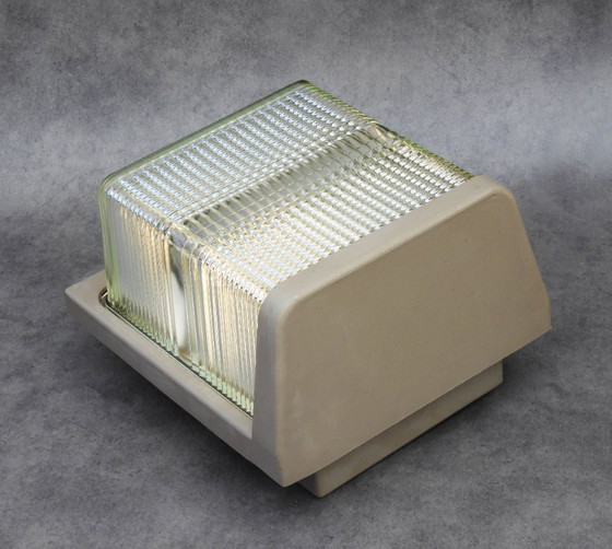 Vintage Industrial Holophane Wall Light, c.1950s France - 3 available, Glass, Metal, Taupe (photo 7 of 13)
