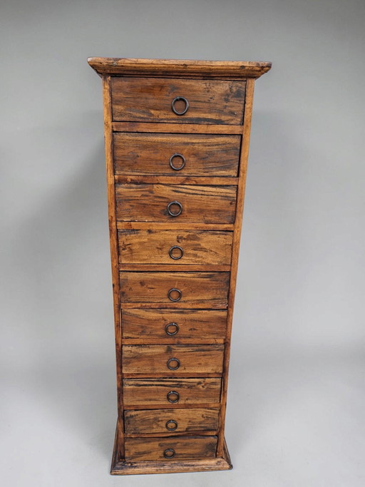 Cómoda antigua, mueble de boticario, archivador, signos característicos de la edad, 40x47x126cm – ladekasten, Metal, Wood
