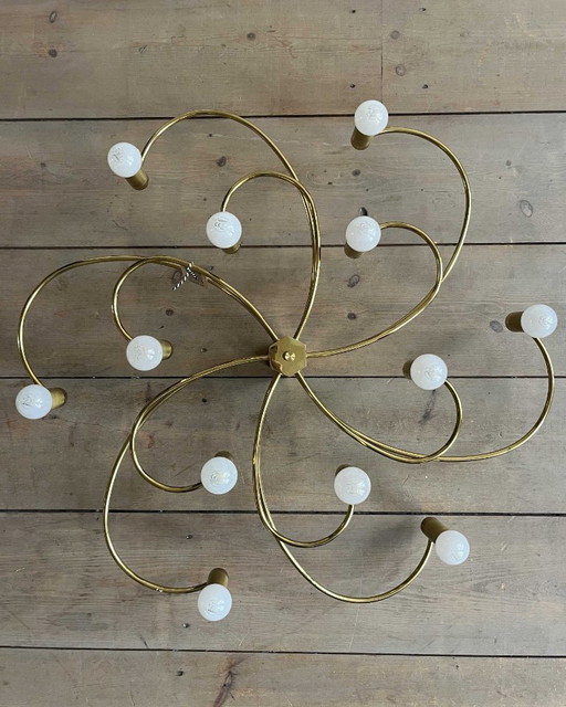 Gold metal Sputnik ceiling lamp by Cosack Leuchten