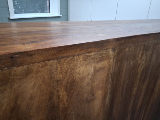 Splendida credenza in teak massiccio, lunghezza 256 cm, Credenze, Metallo, Legno, Nero (foto 12 di 15)