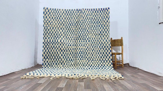 White and Blue Berber Rug, Handmade Wool, 200/260 – Rugs & carpets (photo 7 of 8)