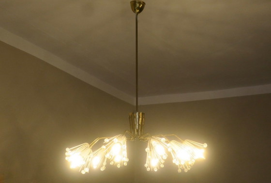 Lustre elliptique autrichien en laiton et verre, style milieu du XXe siècle, années 1950 – Glass, Metal (photo 14 of 14)