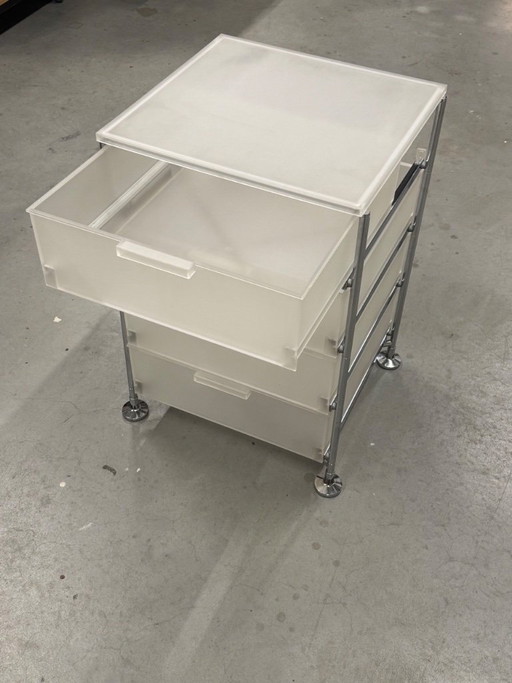 Kartell drawer unit 4 drawers plastic ice cream semi-transparent