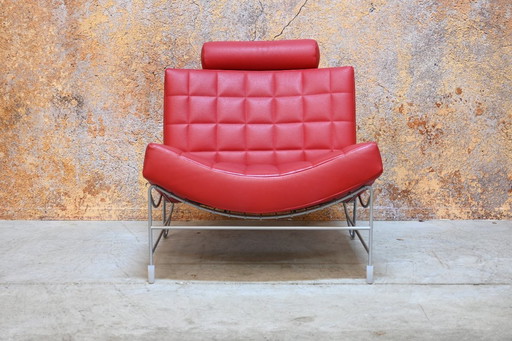 Fauteuil design Leolux Volare en cuir rouge