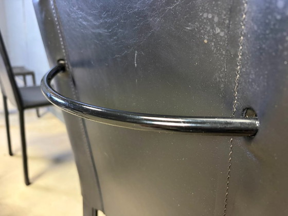 Carlo Bartoli eetkamerstoelen voor Matteo Grassi, set van 6 - jaren 80 – Leather, Metal (photo 3 of 11)