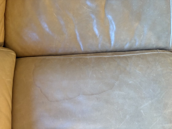 Image 1 of Ochre yellow leather corner sofa