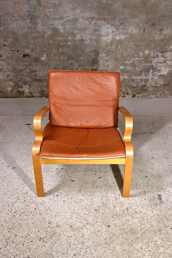 Image 1 of IKEA - Bjärred Stuhl - Cognacfarbenes Leder - Johan Huldt - 2001