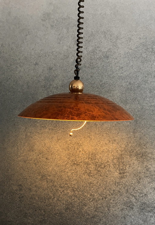 Vintage Happylight adjustable pendant lamp – marbled metal – 1980s – hanglampen