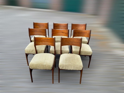 Funder-Schmidt & Madsen Esszimmerstühle aus dänischem Palisander/Teakholz im Mid-Century-Stil, 8 Stück