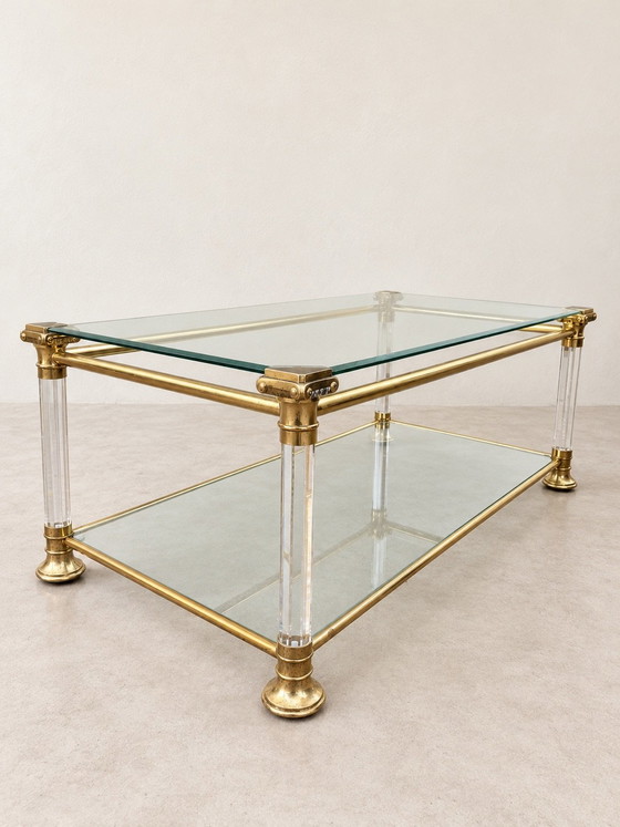 Two-tier Coffee Table France 1970 vintage, Metal, Gold (photo 7 of 9)