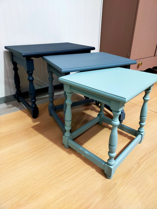 Set de tables vintage, nuances de bleu