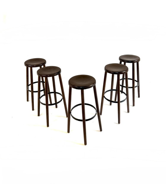 Image 1 of 5x vintage Brutalist bar stools '70