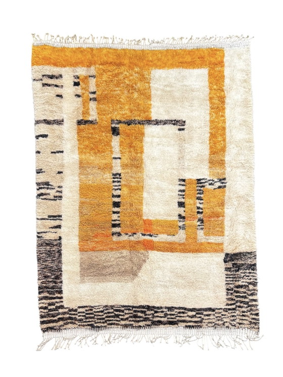 Image 1 of Authentiek Mrirt Marokkaans Berber Wollen Vloerkleed 210x300 cm - Handgeweven, Pluche & Kleurrijk Wollen Vloerkleed