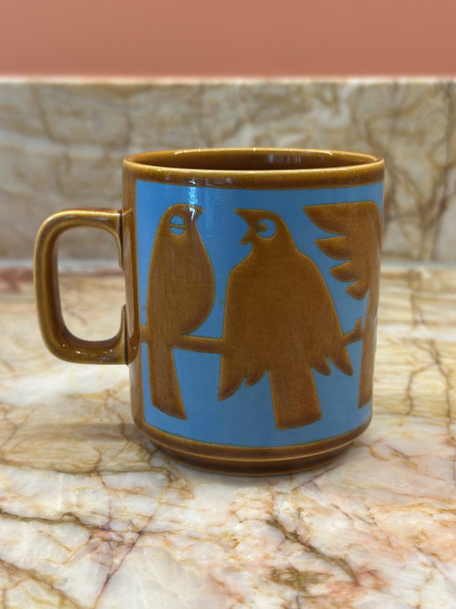 Vintage Jaren 70 Hornsea Pottery Blauw & Bruin Birds Mok - Zeldzaam Verzamelobject – tafelaccessoires, Ceramic (photo 2 of 5)