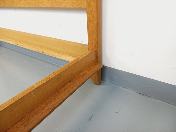 Image 1 of Vintage French double bed by Guillerme et Chambron in solid oak from the 1960s