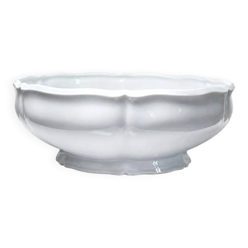 Grand bol à salade vintage en porcelaine blanche de Limoges, années 1960-1980.
