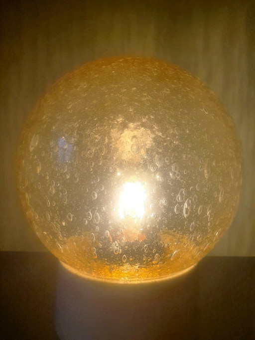 vintage plafonniere - bol lamp - bubble glass - amber