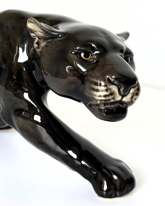 Image 1 of Vintage porcelain black panther Goebel 1970s