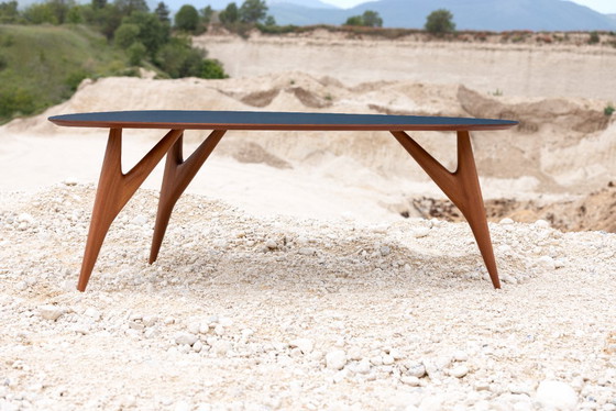 Image 1 of Luxury Ted ONE Dining Table 240x120 Grey Laminate & Solid Sapelli Mahogany Custom Made Italy