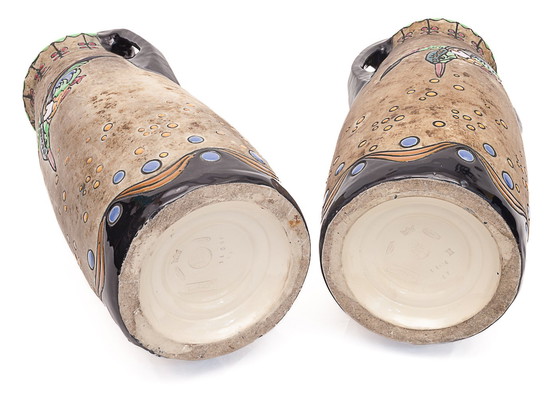 Image 1 of Pair of large Art Nouveau amphoras