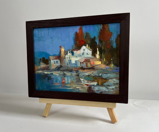 Image 1 of Original Oil Painting Coastal House Landscape Coastal peace