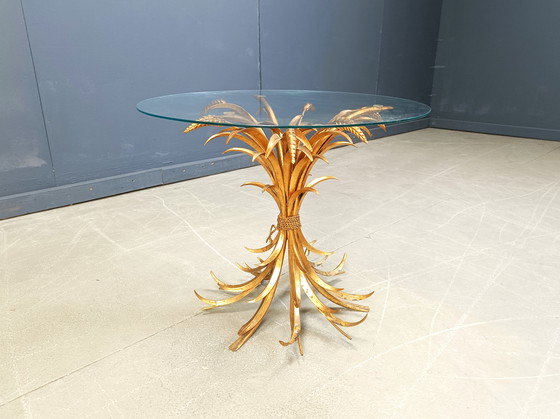 Image 1 of Vintage gilt metal sheaf of wheat coco chanel coffee table, 1960s