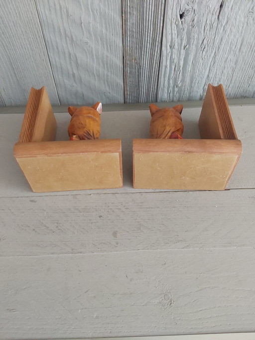 Vintage houten boekensteunen