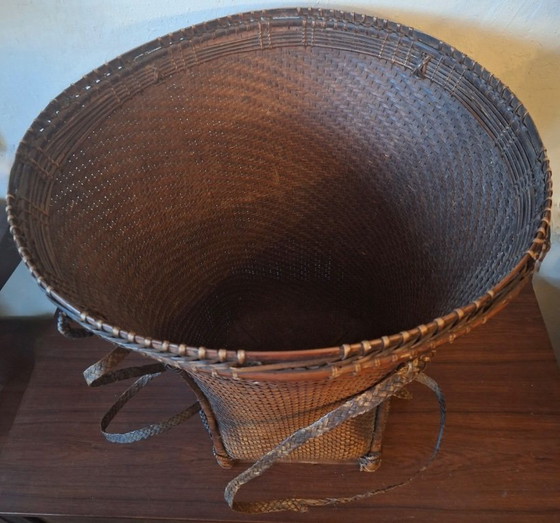 Image 1 of Antique Laos Khmu Tribal Hand Woven Carrying Basket