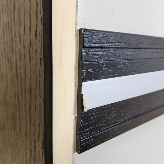 Image 1 of Set Vintage (jaren 80) Nachtkastjes zwart / wit retro Manta / 2 vintage nightstands (80s)