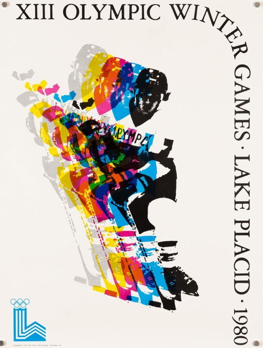 Lake Placid ijshockey – 1980 – Originele vintage Olympische poster van Robert Madden – Popart sport – 63,5 x 48,5 cm