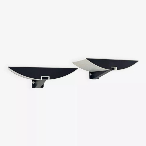 Modernistische Wandleuchte, Schwarz Und Weiß Lackiertes Metall, Italien 1980