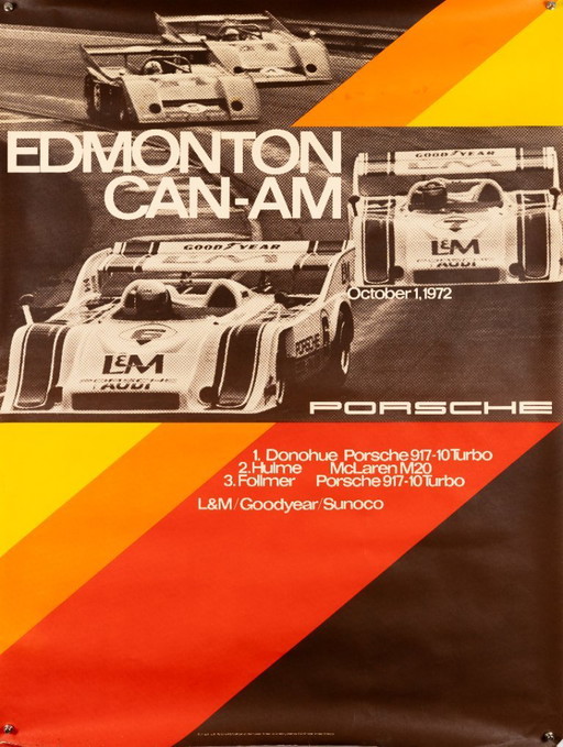 Porsche Edmonton Can Am 1972 – Póster original vintage de Porsche de Atelier Strenger – Estilo moderno de mediados de siglo – 10