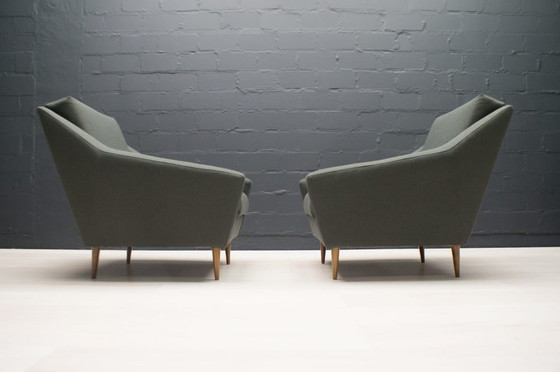 Image 1 of Set di poltrone in legno e tessuto di Eddie Harlis per Hans Kaufeld, anni '60