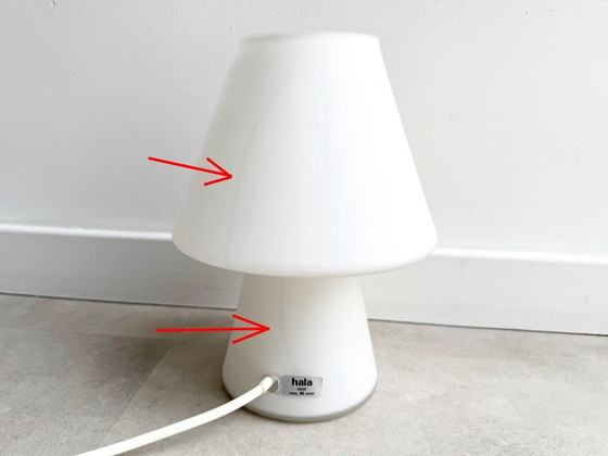 1x Vintage White Glass Hala Table Lamp (photo 8 of 9)