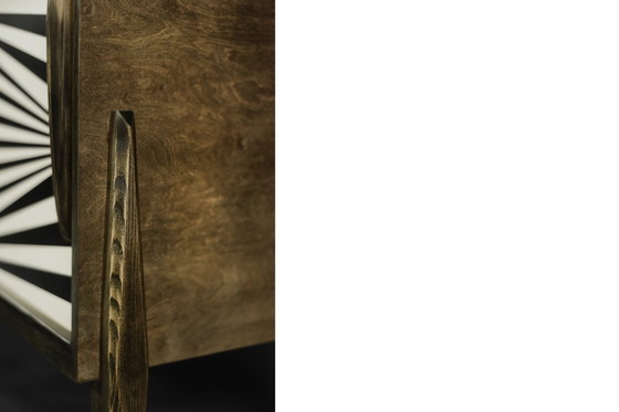 Image 1 of Scandinavian Sideboard in Birch with Hand-Painted Op-Art Pattern, 1960s