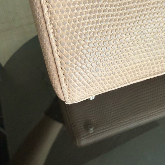 Image 1 of DIOR LADY MINI - EXOTIC LIZARD BEIGE COLOR SILVER HARDWARE