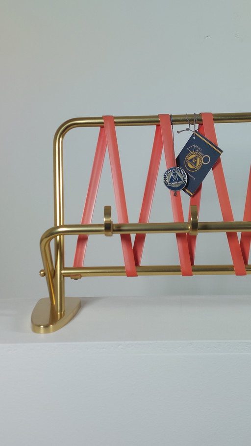 Vintage Mid Century Brass Wall Coat Rack Vollmann Hat Shelf 1960s
