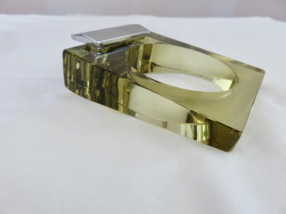 Image 1 of Porte gobelet en verre de Murano et laiton chromé Italy années 70